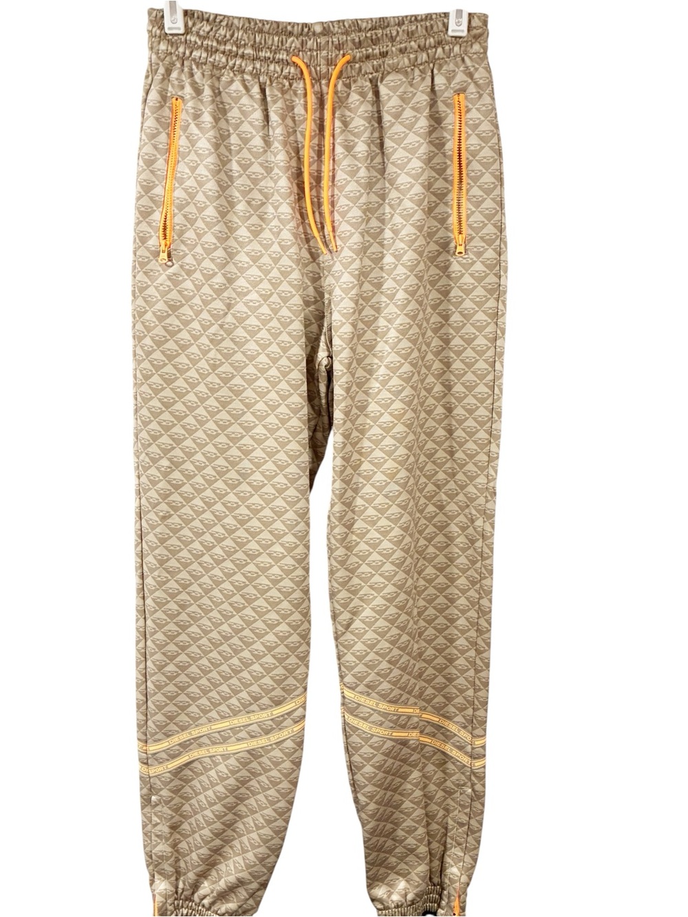 Diesel Unisex Monogram Logo Track Pants Nylon Tan Pull On Jogger Size Small
